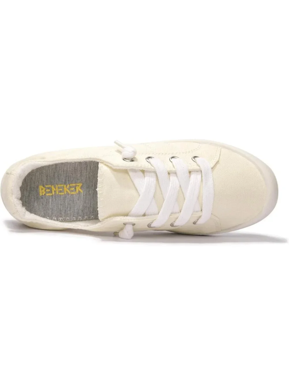Women's Beige Tennis Shoes Classic Canvas Low Top Athletic Running Sneakers